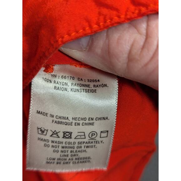 Maeve Anthropologie Tie Front Top Womens 6 Button Up Silky Red Orange Bright - Picture 4 of 9